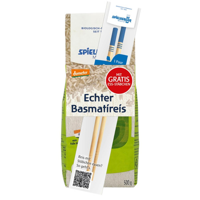Produktfoto zu Aktionsset echter Basmatireis weiß, 500 g + gratis Ess-Stäbchen - nur solange der Vorrat reicht!