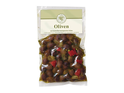 Produktfoto zu Italienische Leccino-Oliven schwarz, mariniert 190 g