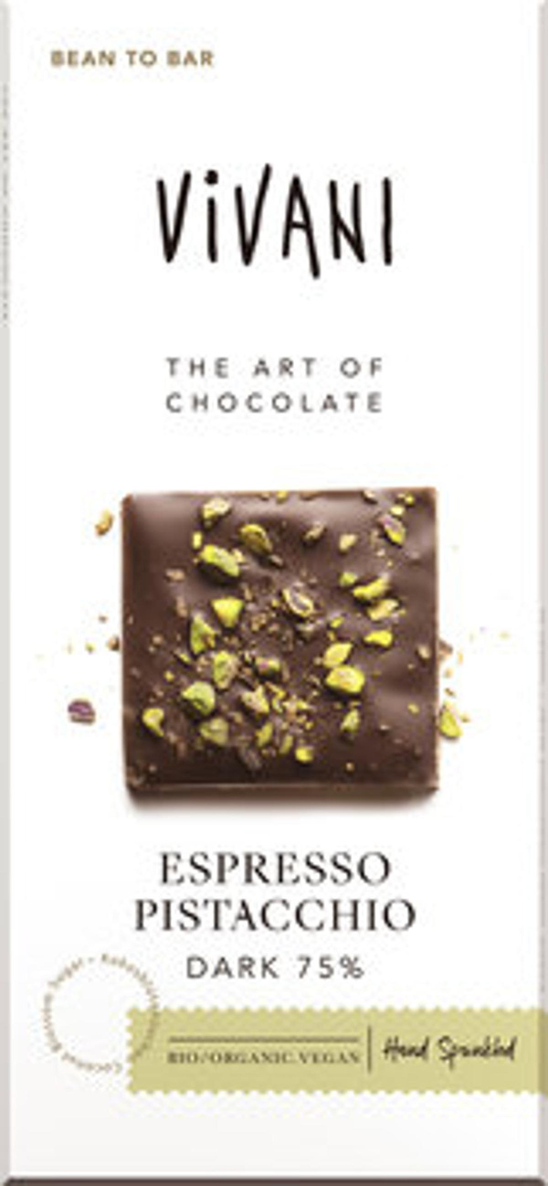 Produktfoto zu Espresso Pistacchio Dark Schokolade, 80 g