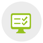 Symbol eines Computerbildschirms mit Häkchen-Liste, Auswahlprozess