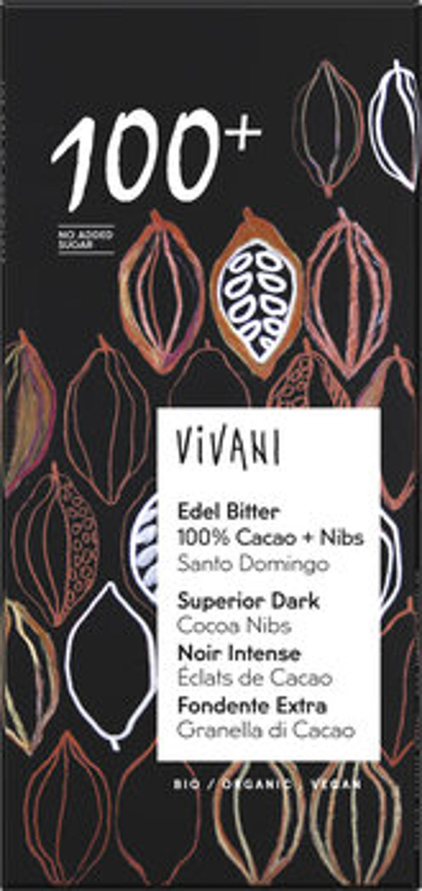 Produktfoto zu Edelbitter 100% und Nibs, 80 g