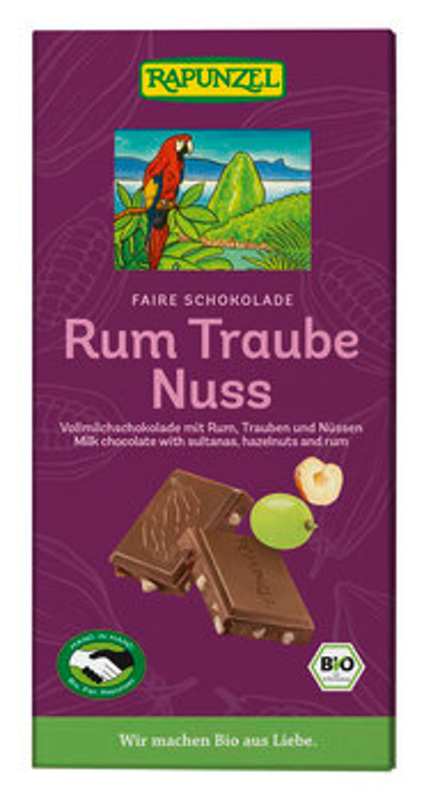 Produktfoto zu Rum-Traube-Nuss Schokolade, 100 g