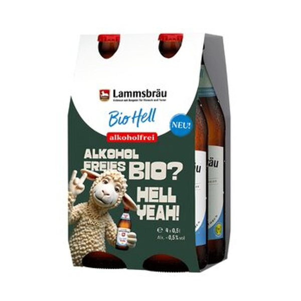 Produktfoto zu Bier Bio Hell alkoholfrei, 4-Pack 0,5 l - 20% reduziert, da MHD 09.2026