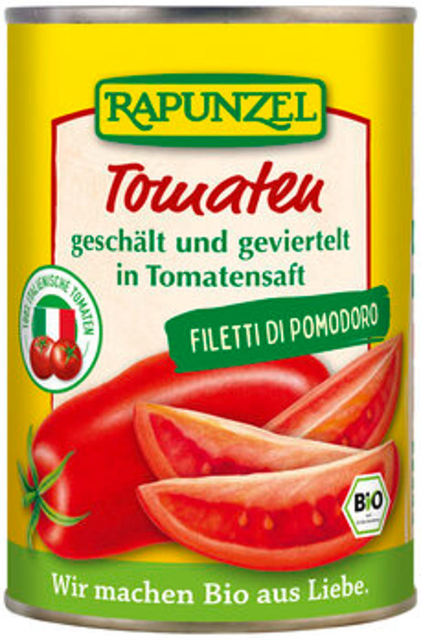 Produktfoto zu Tomaten geschält und geviertel, 400 g