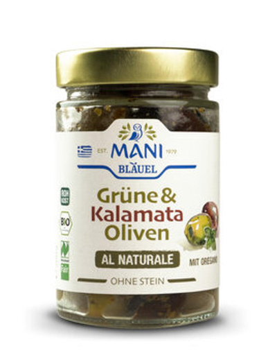 Produktfoto zu Grüne & Kalamata Oliven ohne Stein, 175 g
