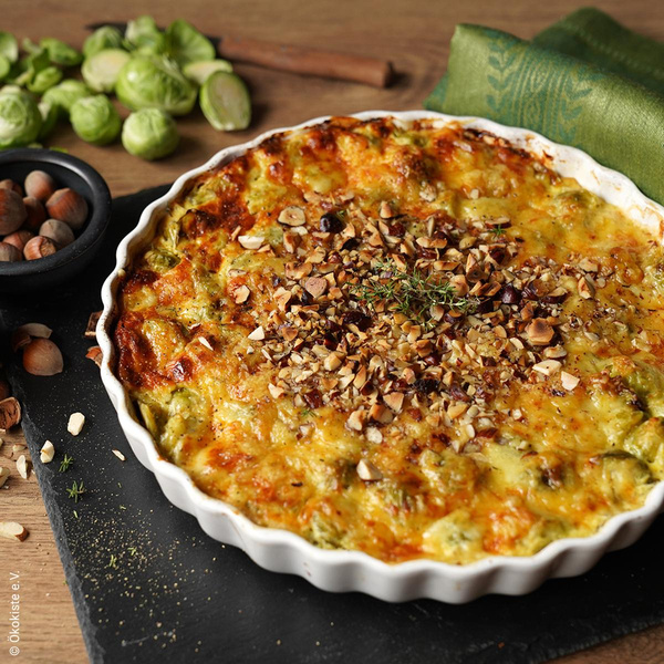 Produktfoto zu Rezeptkarte Rosenkohlgratin
