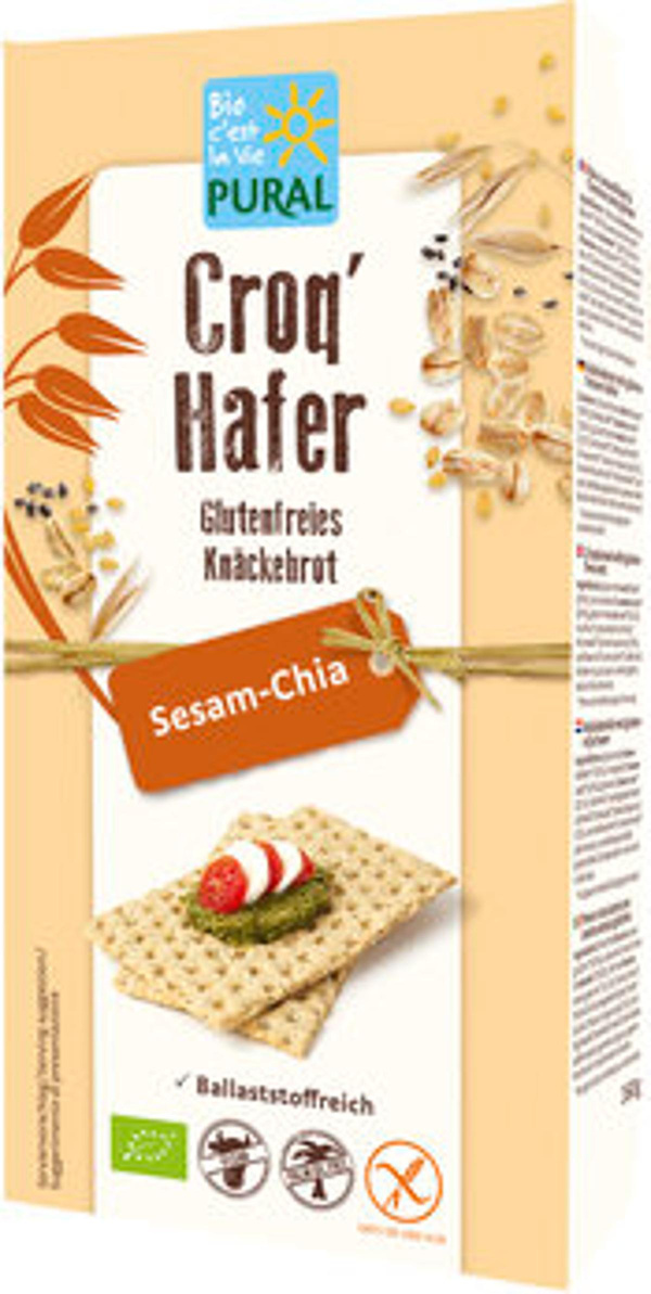 Produktfoto zu Croq'Hafer Sesam-Chia Knäckebrot, 160 g - 20% reduziert, da MHD 01.07.2026