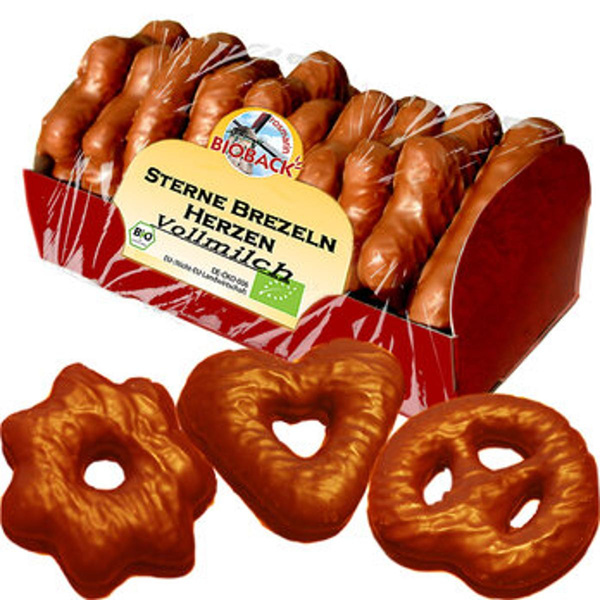 Produktfoto zu Sterne, Brezeln, Herzen in Vollmilchschokolade