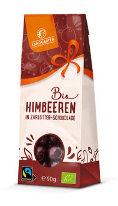 Produktfoto zu Himbeeren in Zartbitter-Schokolade, 90 g