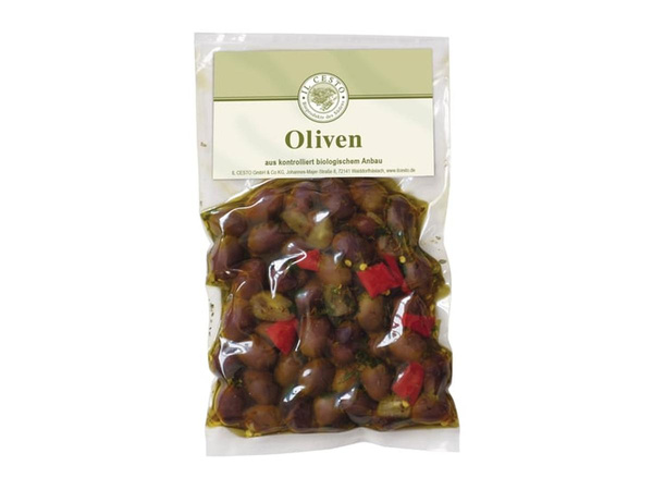 Produktfoto zu Italienische Leccino-Oliven schwarz, mariniert 190 g