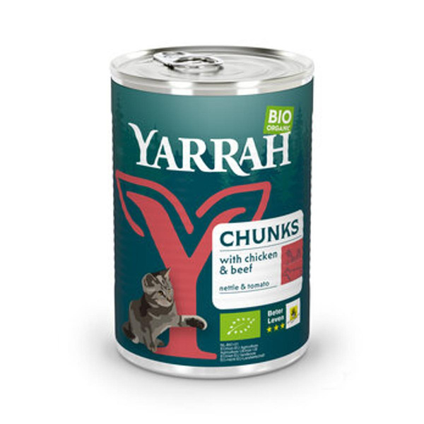 Produktfoto zu Katzenfutter Bröckchen Huhn und Rind, 405 g
