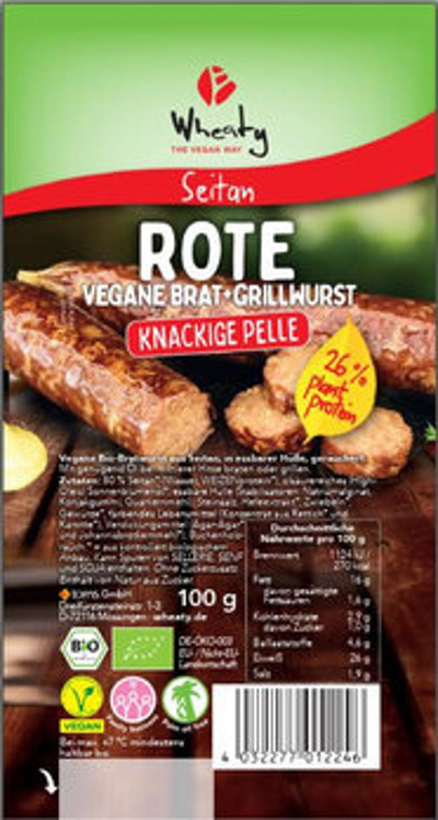 Produktfoto zu Rote vegane Brat + Grillwurst, 100 g (2 Stück)