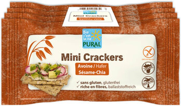 Produktfoto zu Mini Crackers Knäckebrot Sesam-Chia, 4 x 35 g - 40% reduziert, da MHD 01.08.2026