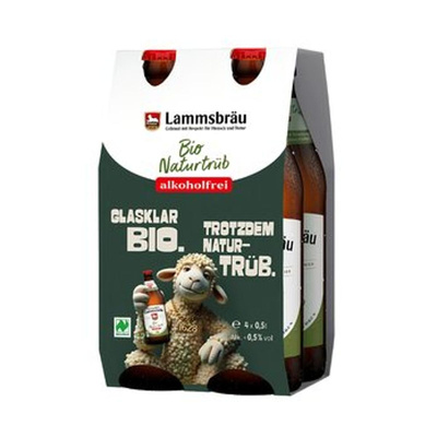 Produktfoto zu Bier Bio Naturtrüb alkoholfrei, 4-Pack 0,5 l - 30% reduziert, da MHD 08.2026