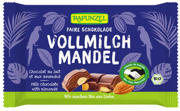 Produktfoto zu Vollmilch Schokolade mit ganzen Mandeln, 100 g