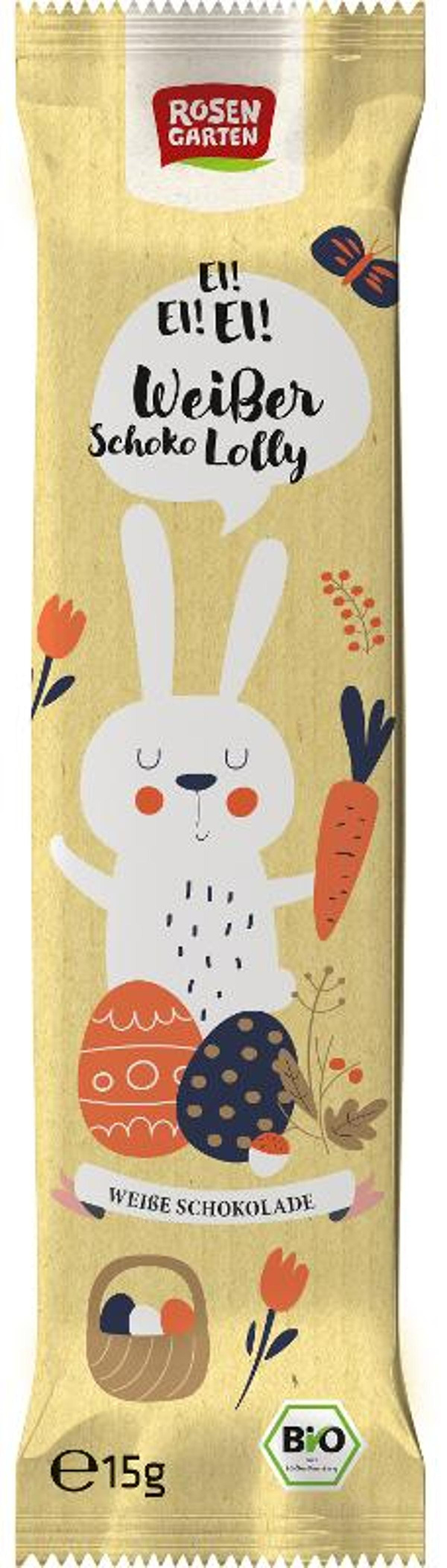 Produktfoto zu Weißer Schoko Lolly Hase, 15 g - 20% reduziert, da MHD 16.01.2027